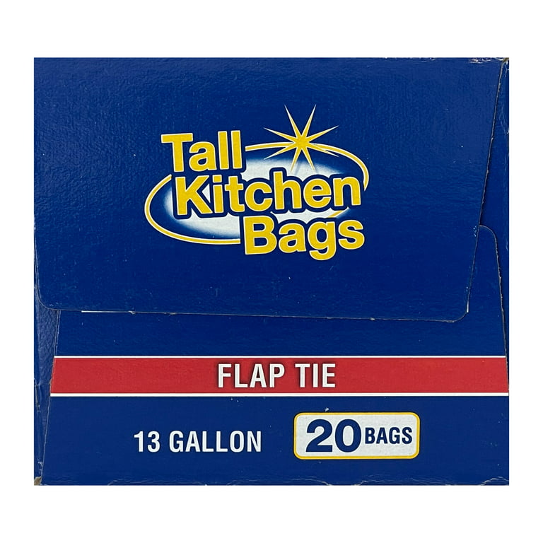Basic Kitchen Trash Bags, 13 Gallon, Drawstring, 20 Bags