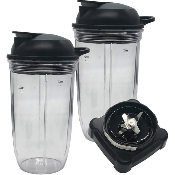 Replacement parts Exractor blade with 2pcs 24oz cup with spout lid, Compatible with Ninja Professional Household Blender 900 Watts BL550/B500C/ BL500/ NJ602, NJ602CO, NJ602NQ, NJ602Q,NJ602W