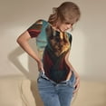thumbnail image 3 of Saiise Grenouillère à Manches Courtes pour Femmes à Motif de Golden Retriever Méditant, Pyjama à Col Rond, Justaucorps Extensible avec Fermeture à Boutons-Pression - X-Grand, 3 of 7