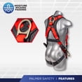 thumbnail image 4 of Palmer Safety Fall Protection Full Body 5pt Safety Harness, Aluminum Dorsal D-ring, Quick-Connect Buckle, Grommet Legs, Sewn in Back Pad I OSHA ANSI Compliant Personal Equipment (Orange - SM), 4 of 6