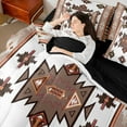 thumbnail image 5 of Homewish Bohemian Aztec Triangle Bedding Comforter Set 7 Pieces, White Brown Southwestern Style Full Bedding Set, Teens Kids Women Men Reversible Fitted Sheet Flat Sheet, Microfiber Bedroom Decor, 5 of 8