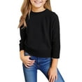 thumbnail image 2 of LTTVQM Sweaters for Kids Girls Cable Knit 2-3 Long Sleeve Fall Cute Crewneck Sweatshirt Comfortable Pullover Trendy Blouses for Teen Girls Black 2-3, 2 of 6