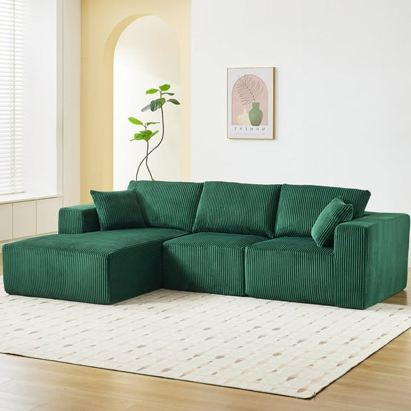 108" Sectional L-Shaped Sofa, Cloud Couch with Deep Seats, Modular Sofa with Pillows, Sectional Couches for Living Room, No Assembly