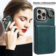 thumbnail image 5 of TECH CIRCLE For iPhone 12 Pro Max Wallet Case with Card Holder, Thin Slim PU Leather Finger Ring Kickstand Shockproof Protective Magnetic Women Men Phone Cover for Apple iPhone 12 Pro Max 6.7",Green, 5 of 8