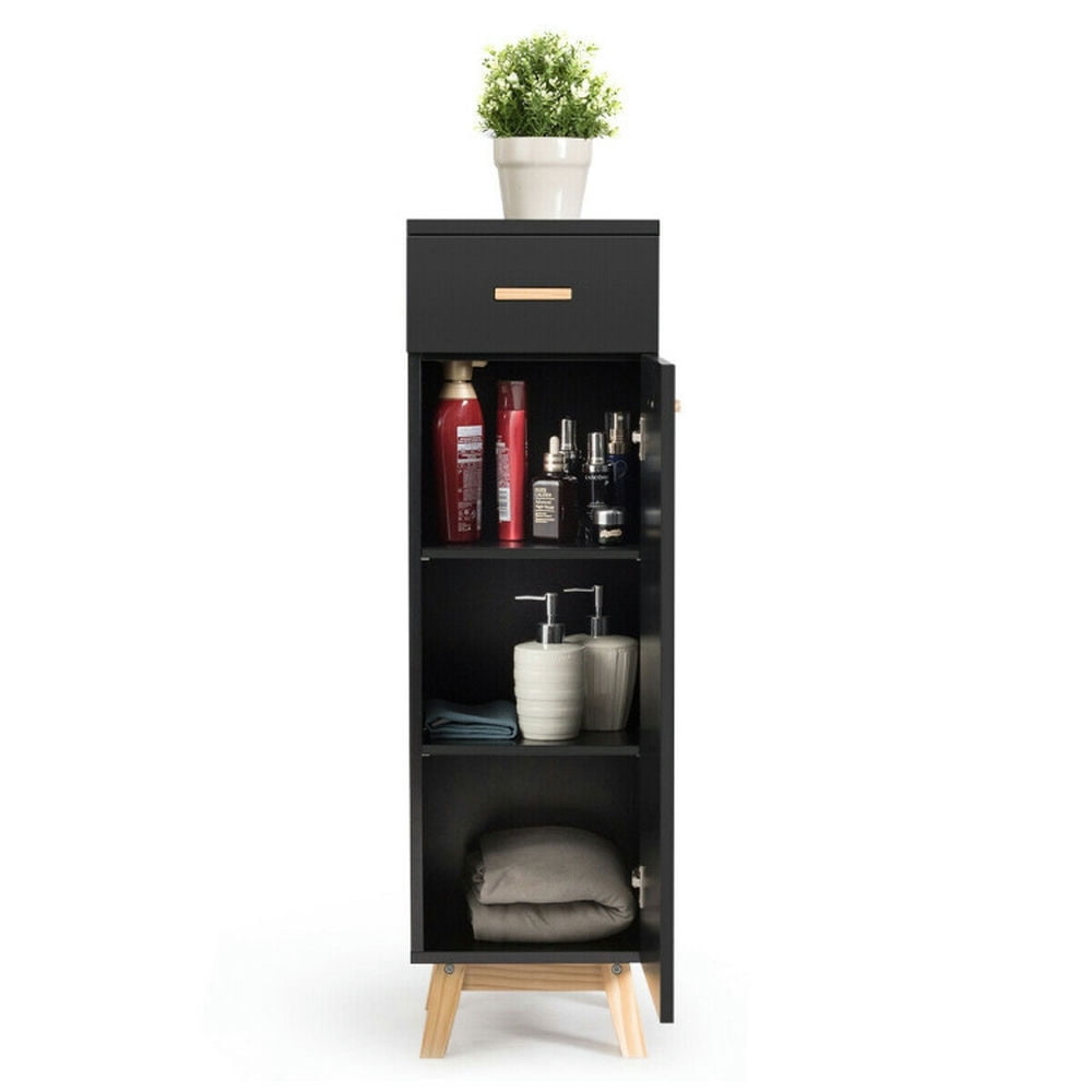 Finihen Bathroom Storage Cabinet, Bathroom Floor Cabinet, Waterproof Bathroom Cabinet with Adjustable Shelves and Sliding Drawer, for Bathroom, Living Room, Bedroom, Kitchen, Black Finihen Bathroom Storage Cabinet, Bathroom Floor Cabinet, Waterproof Bathroom Cabinet with Adjustable Shelves and Sliding Drawer, for Bathroom, Living Room, Bedroom, Kitchen, Black