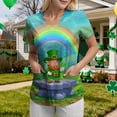 thumbnail image 3 of felwors Womens Scrubs Plus Size St Patricks Day Shirts Shamrock Printed V Neck Short Sleeve Nursing Tops Pocket Nurse Uniform (Sky Blue, S), 3 of 6