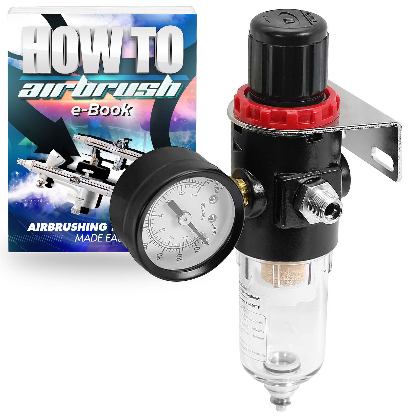 Airbrush Compressor Regulator Air Pressure Control w/ Gauge Water Trap Filter 