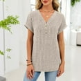 thumbnail image 5 of yillto Womens Short Sleeve Sweater Fashion V Neck Loose Knit Pullover Tops Summer Lightweight Blouses, 5 of 7