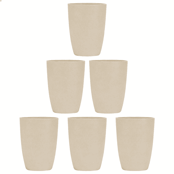 Wheat Straw Cup 12 oz Set of 6 Unbreakable Lightweight BPA Free Eco Friendly Reusable Tumbler Beige