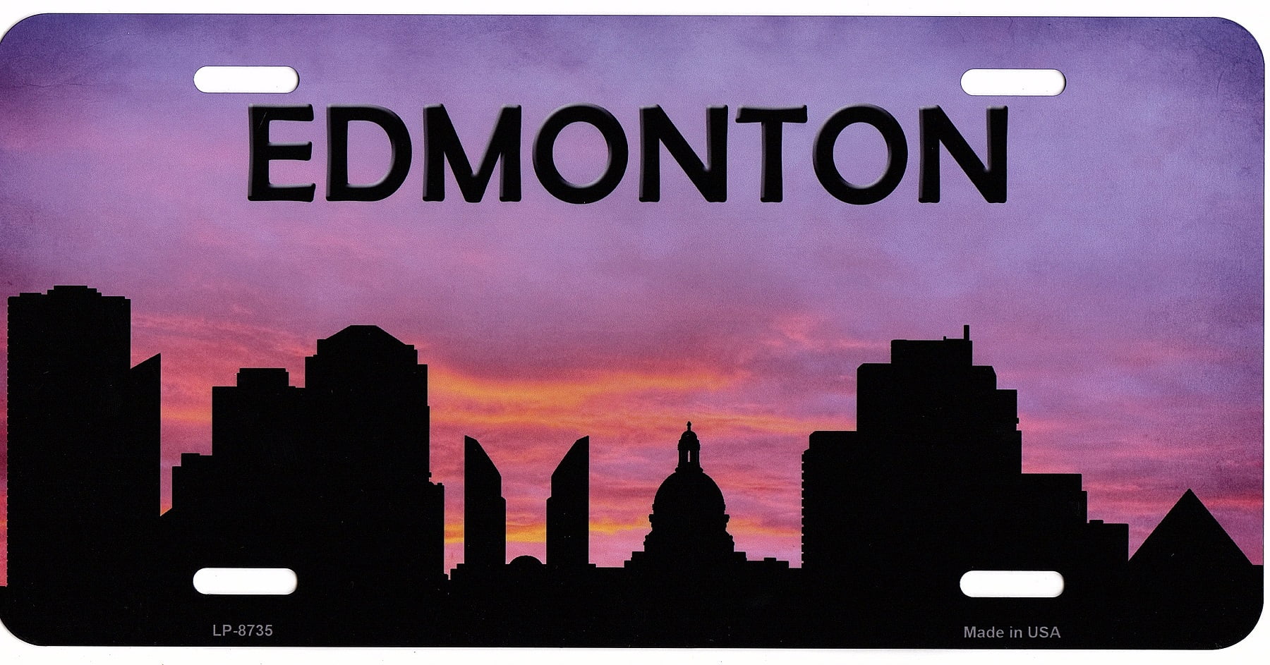 Edmonton Skyline Silhouette Metal License Plate