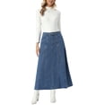 thumbnail image 2 of INSPIRE CHIC Casual Denim Maxi Skirt for Womens High Waisted Flared Panel Long Jean Skirts S Blue, 2 of 6