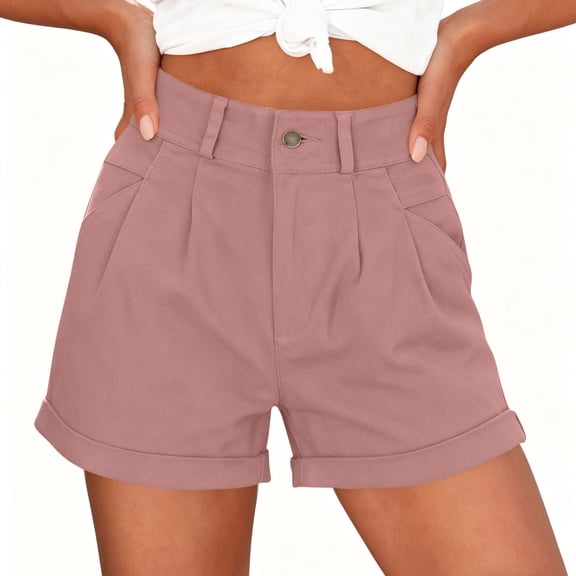 Ynynloco Bermuda Shorts for Women 100%Cotton Summer Dressy Casual Elastic High Waisted Wide Leg Knee Length Shorts with Pockets