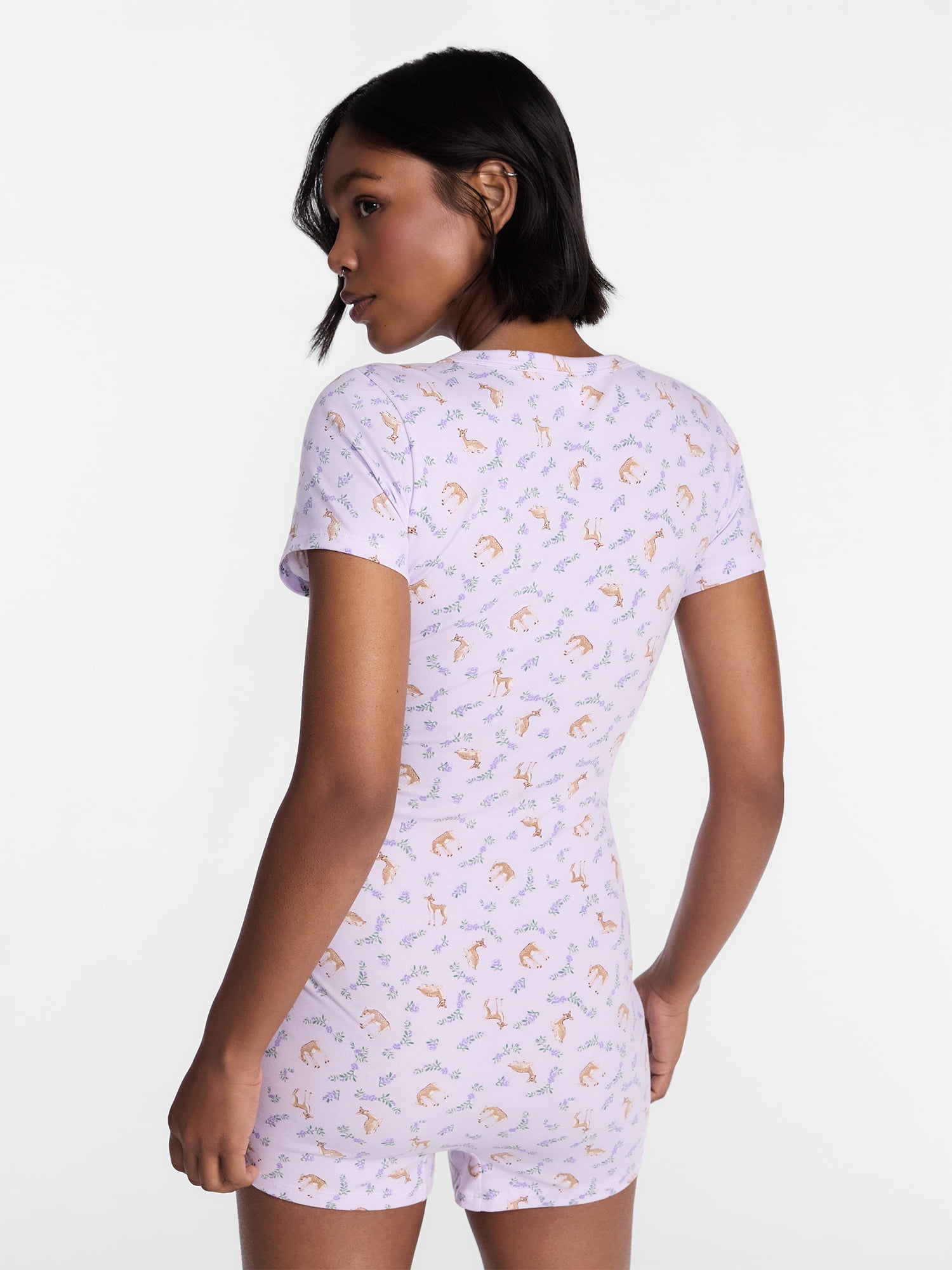 No Boundaries Cloud Core Sleepwear Romper, Women's XXS-3X