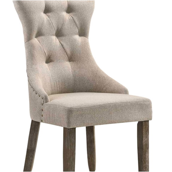 JERFIT Modern Dining Chairs Set of 2, Upholstered Side Chairs with Tufted Back and Wood Legs for Kitchen, Dining Room