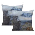 thumbnail image 1 of Chic Grey & Blue Abstract Art Cushion Cover: Soft Linen, Zippered, 18x18 Inches, Pack of 2, Modern Decor for Sofa & Couch - Upgrade Your Space with Art., 1 of 7