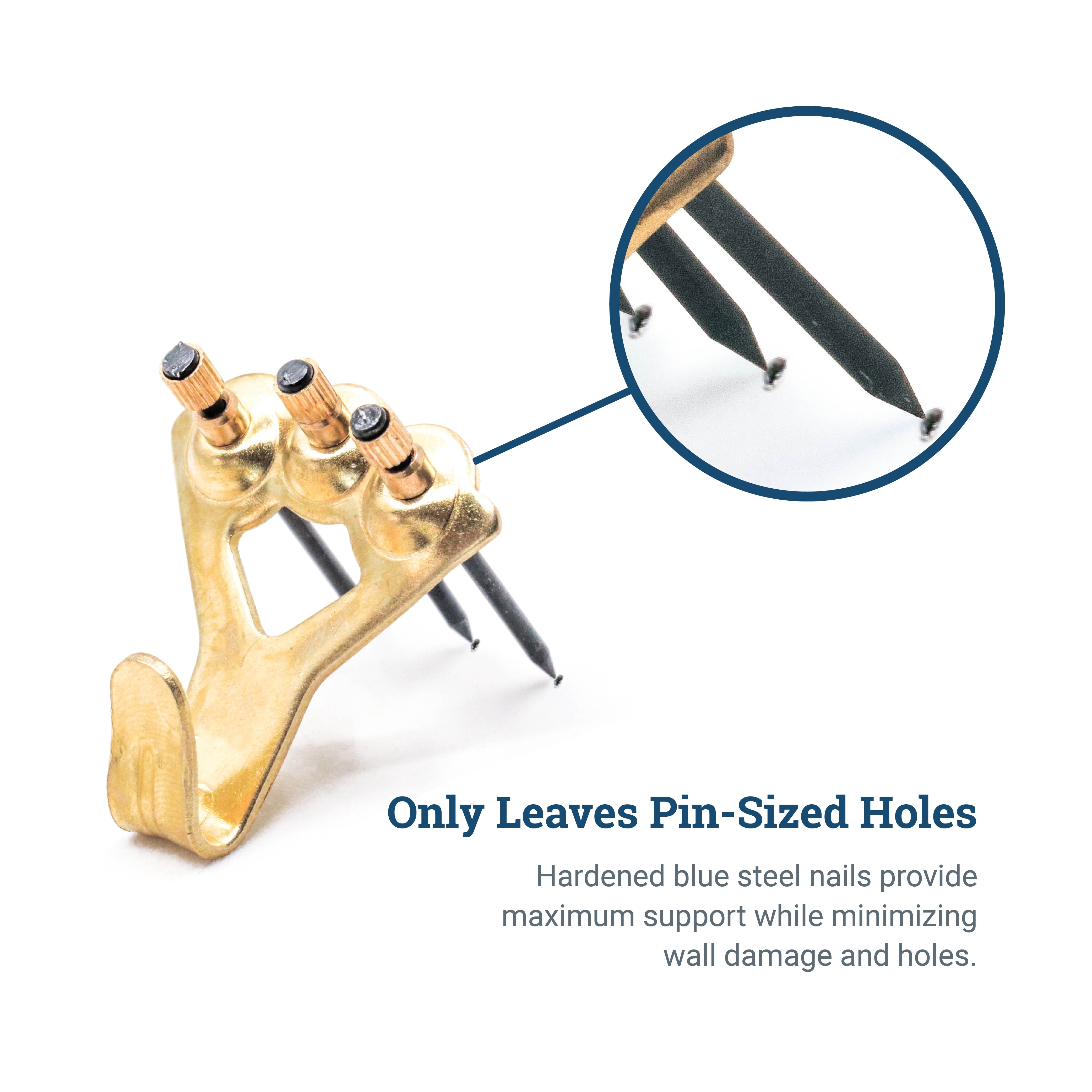 Picture Hang Solutions Brass Picture Hook with Nails 100-lb Capacity 100 Pieces per Pack