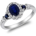 thumbnail image 2 of Rag Jewels 2.00Ct Oval Cut Blue Sapphire Diamond Engagement Wedding Band Ring 14K White Gold Plated 925 Sterling Silver For Women's -9, 2 of 4