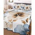 thumbnail image 2 of Blue Brown Spring Floral Summer Quilt Set Twin Size, Soft Microfiber Quilted Bedding Set with 2 Pillow Shams, Summer Botanical Watercolor Lightweight All Season Bedspread Coverlet for Bedroom 68"x86", 2 of 6
