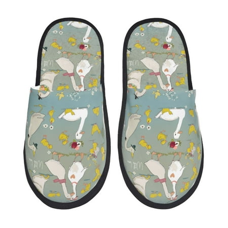 Balery Cute Farm Birds Slient Indoor Furry Fleece Comfort House Shoes Soft Non-Slip Home Shoes Cotton slippers House Slippers-- Large