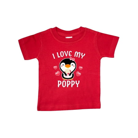 

Inktastic I Love My Poppy with Cute Penguin and Hearts Gift Baby Girl T-Shirt