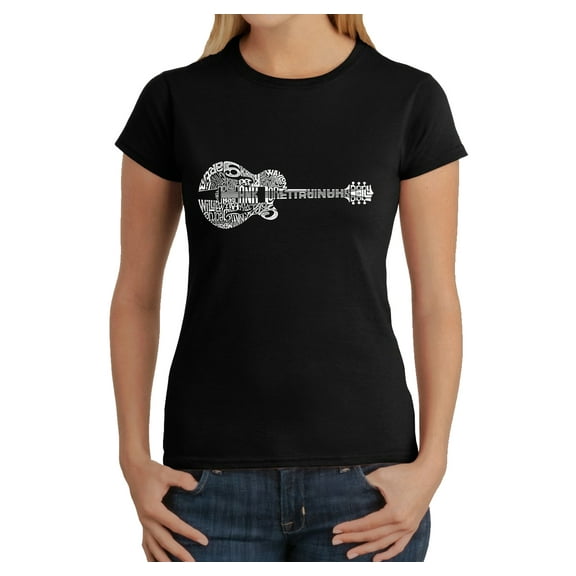 LA Pop Art Women's Word Art T-Shirt - Country Guitar