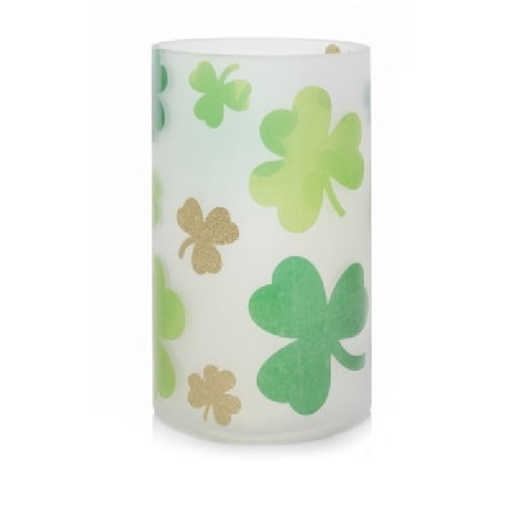 Yankee Candle Green & Gold Lucky Shamrock Large Frosted Glass Jar Candle Holde
