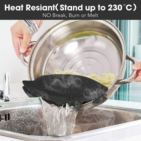Kitchen Snap Strainer Silicone Kitchen Clip Pan Drain Rack Bowl Funnel Rice Pasta Vegetable Washing Tools