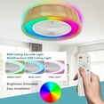 thumbnail image 4 of 21" Modern Rustic Fandelier with RGB LED Light, Rope Woven Ceiling Fan, Quiet 6-Speed Reversible DC Motor, Semi Flush Mount for Bedroom, Living Room, Dining Room, 4 of 11