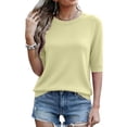 thumbnail image 5 of Only Moment Crewneck Threadcloth Summer Clothes 2027 Casual Spring Tops Yellow,L, 5 of 9