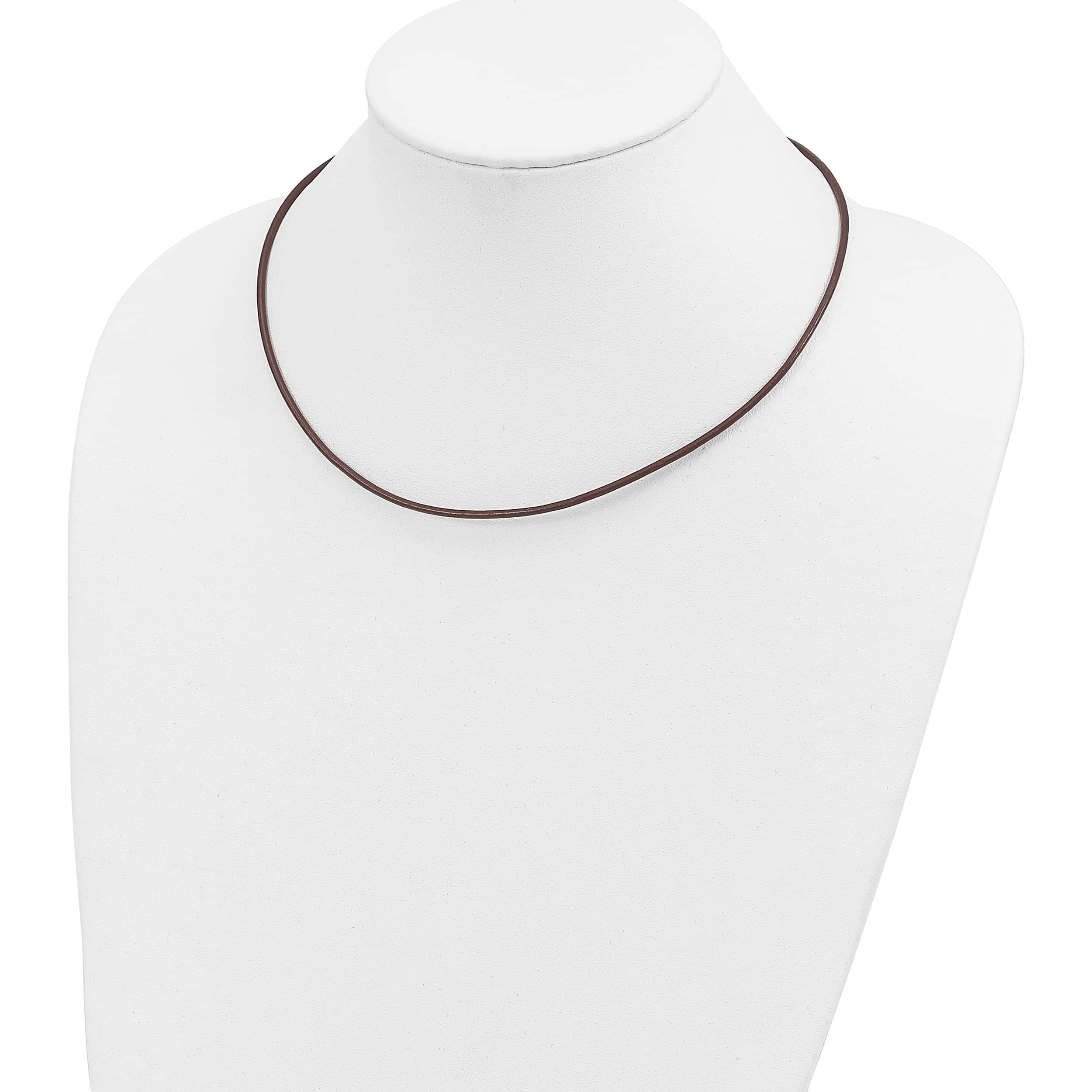 14K Yellow Gold 2mm 18In Brown Leather Cord Necklace (18 X 2) Made In United States xg262-18