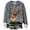 Grey, variant on Festive Print Cozy Flannel Pullover Sweater For Long Sleeve Casual Crewneck Holiday Top
