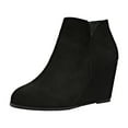thumbnail image 6 of Mepaouo Womens V Cut Wedge Ankle Booties Closed Toe Stacked Wedge Walking Winter Boots(Black,6), 6 of 7