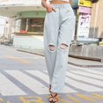 thumbnail image 3 of Vedolay Jeans for Women 2023 Jeans for Women Fashion High Waisted Stretch Straight Leg Denim Pants,Light Blue L, 3 of 5