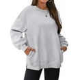 thumbnail image 4 of Gray Womens Sweatshirt Womens Oversized Sweatshirts Crewneck Long Sleeve Tops Pullover Fall Fashion Clothes with Pocket Fall Clothes for Women, 4 of 6