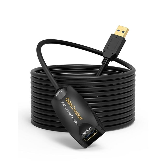 Active USB 3.0 Extension Cable, 5 m USB Male to Female Cable with Signal Amplification Compatible with Oculus Rift/Quest/Quest 2 VR/Link, Valve Index VR, Xbox One, Printers etc. Black