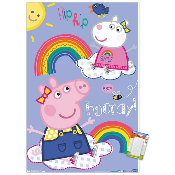 Peppa Pig - Hooray Wall Poster, 14.725" x 22.375", Framed