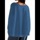 thumbnail image 4 of Camiseta con Gráfico de Números para Mujer, Sudadera de Larga con Cuello Redondo, Suéteres Extragrandes. Palabras Azules S, 4 of 6