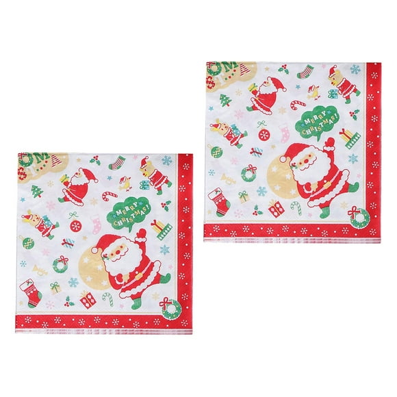 Servilletas de papel para mesa de cena, vajilla desechable de papel, servilletas navideñas, servilletas de cóctel para fiesta, cocina, cafetería, Bar, Papá Noel