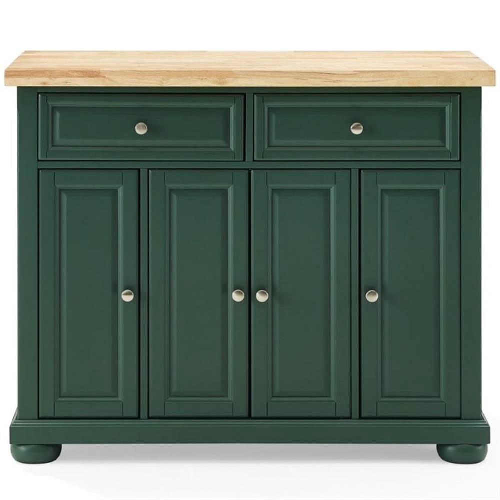 Pemberly Row Transitional Wood Kitchen Island Cart in Emerald Green
