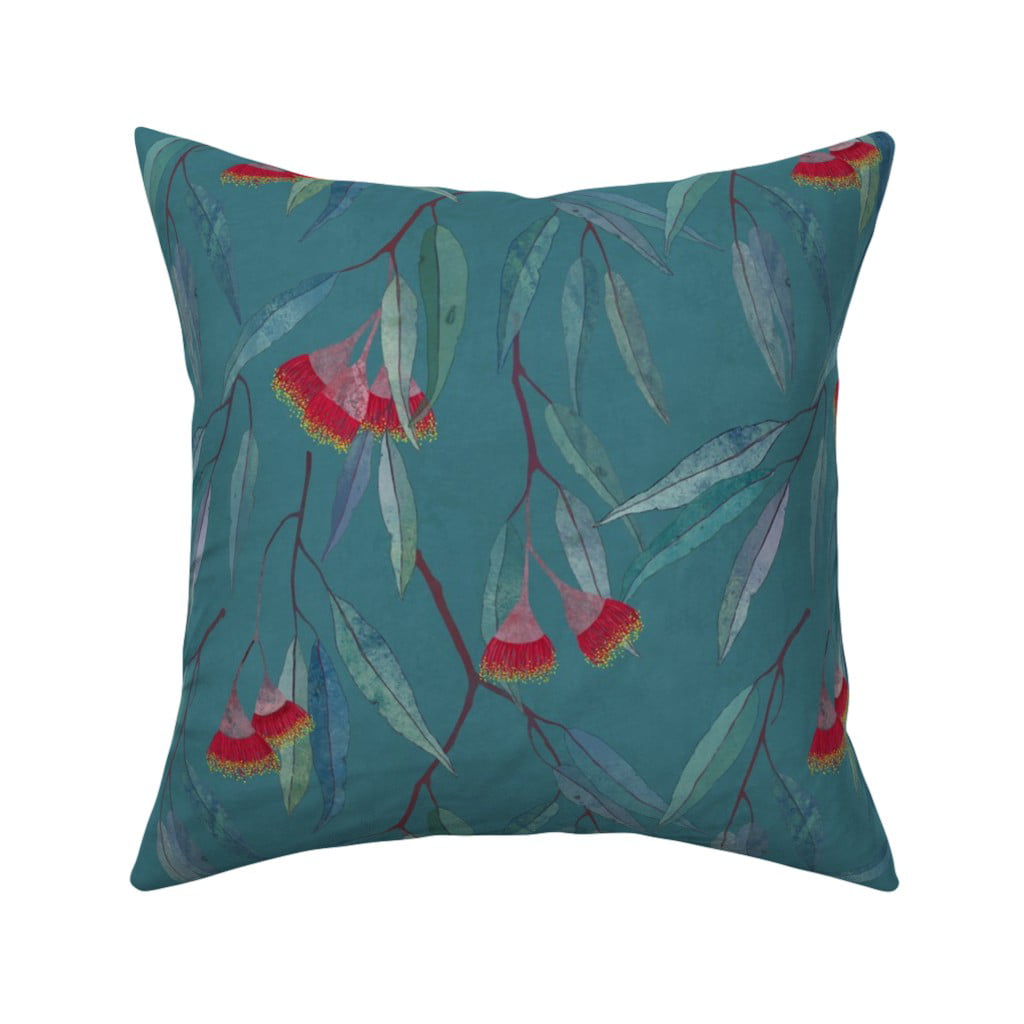 Eucalyptus Leaves Green Throw Pillow Cover w Optional Insert by Roostery 