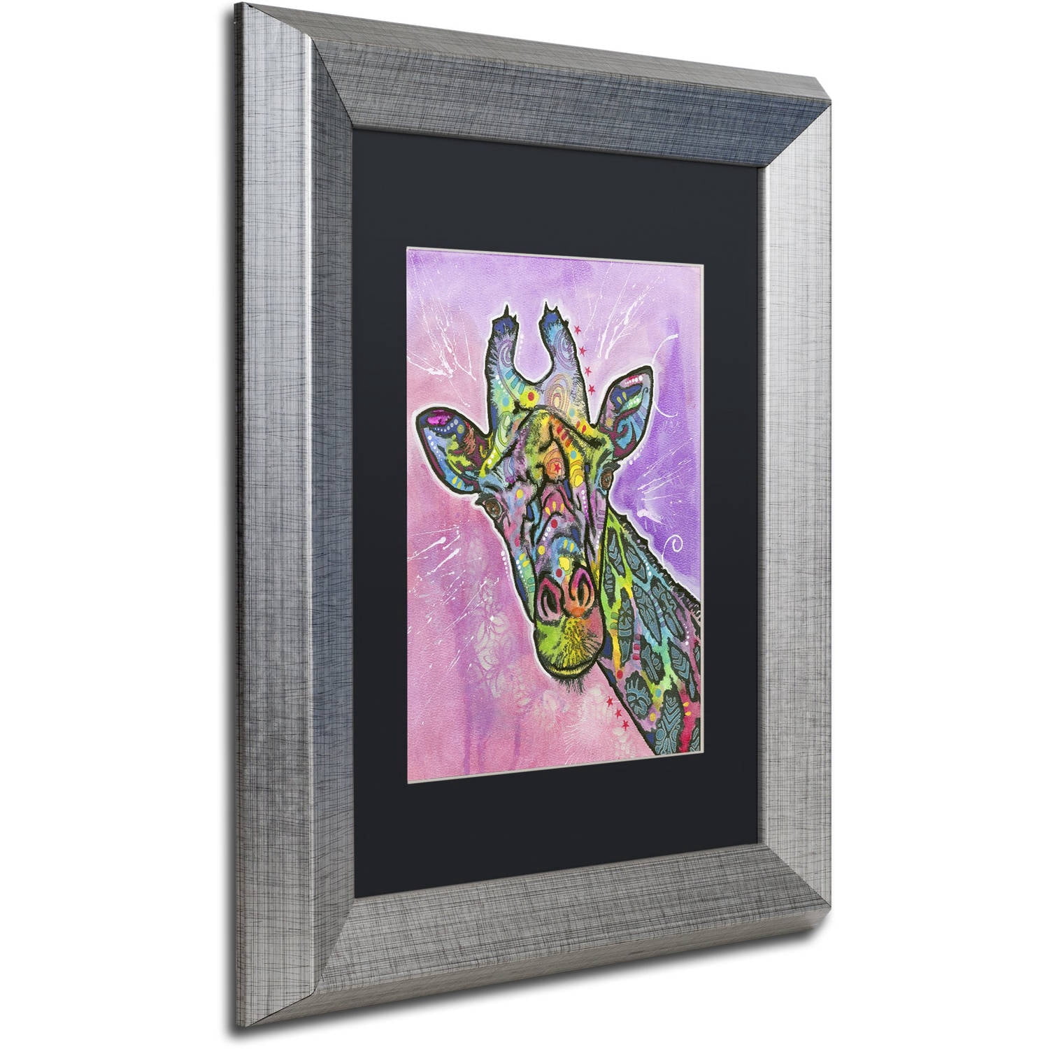 Trademark Fine Art "Giraffe" Canvas Art by Dean Russo, Black Matte, Silver Frame
