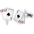 thumbnail image 1 of Gemelos en Forma de Poker Carta Gemelos de Moda de Color Plateado para Hombres, 1 of 5