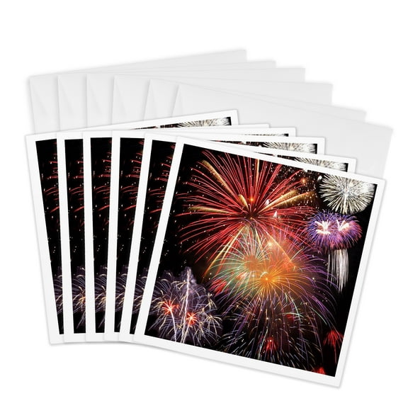 3drose, Fireworks Display, 6 Greeting Cards with Envelopes