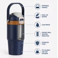 thumbnail image 3 of Ozark Trail 18oz Vacuum-Insulated Stainless Steel Dual Lid Insulated Tumbler, Double Wall Vacuum Insulated Travel Tumbler with Sip & Chug Lid, Blue Cove, 3 of 13