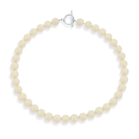 Bling Jewelry Womens Plain Smooth Western 10MM Jasper Bead Strand Necklace Silver Plated 16 Inch