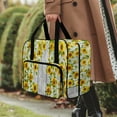 thumbnail image 3 of ZIATUBLE Sunflower Carrying Travel Storage Wood Stripes Sewing Machine Storage Case Easy to Clean Sewing Machine Totes and Bags with 4 Bottom Rubber Pads Sewing Machine Organizer Kit, 3 of 7