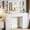 44.88" White, variant on UGTOO 44.8" Black LED Vanity Desk with Hollywood Lights & Charging Station, Modern Makeup Table with 5 Drawers, 2 Cabinets & 3 Lighting Modes, Large Dressing Table for Women