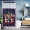thumbnail image 6 of Independence Day Flower No Hooks Shower Curtain with Snap-in Liner U.S. Flag Freedom Floral Red Blue Plaid Shower Curtains for Bathroom, Waterproof, Easy Install, Washable 36"x72", 6 of 9