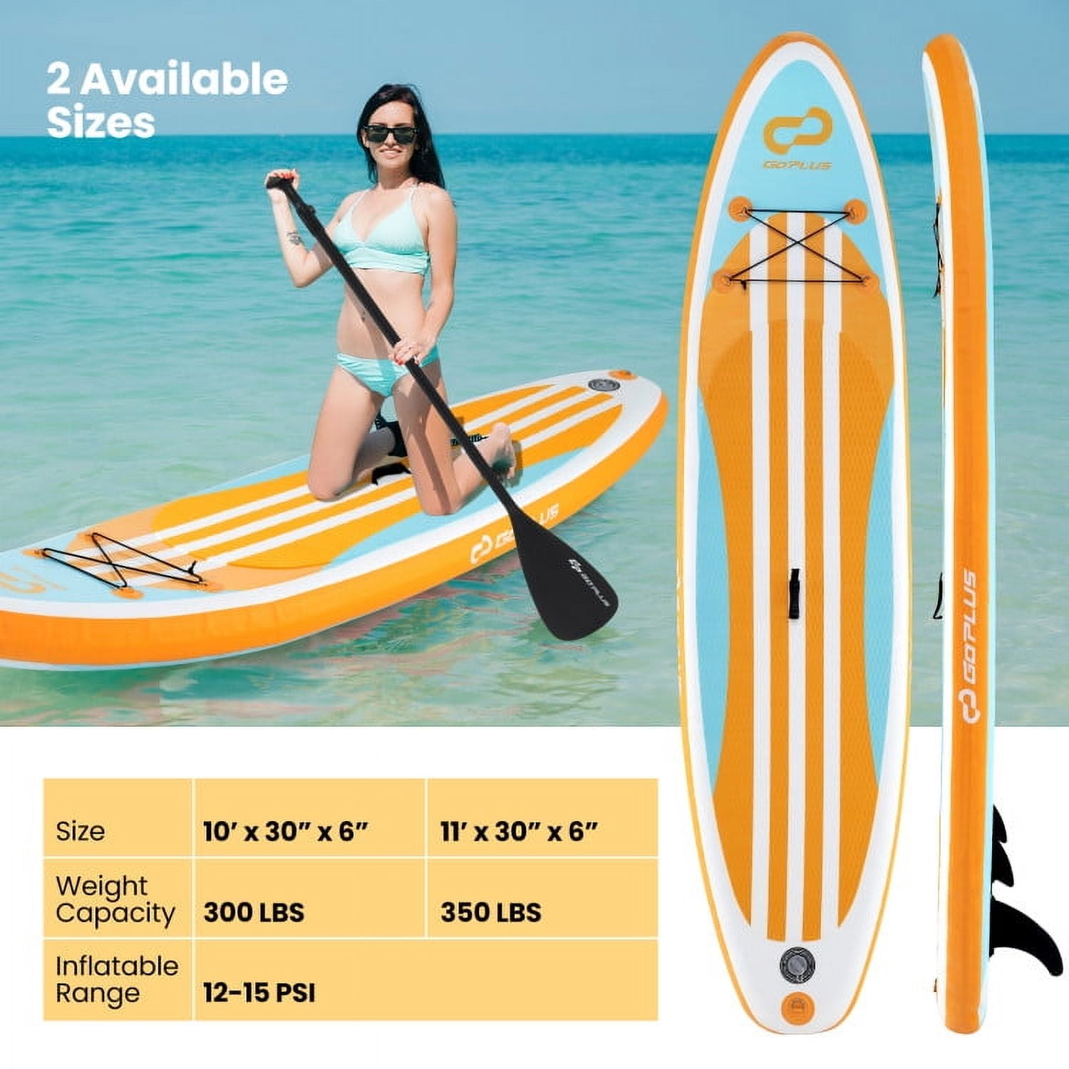 Yardi Yard Inflatable Stand up Paddle Board, Paddle Board with Adjustable Paddle and 3 Fins for Adults and Youths-S, Paddle Board for Outdoor, Yellow