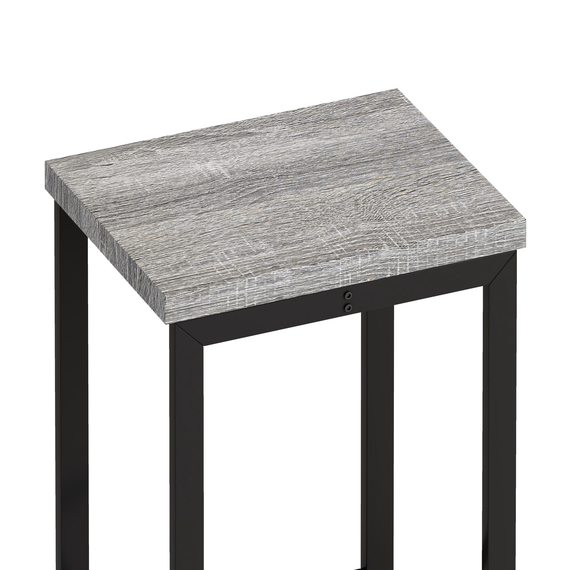 BSHTI 60.24" MDF Dining Room Table Set with Metal Frame, 3 Stools, Space-Saving Hanging Design for Kitchen（Natural+ Gray）